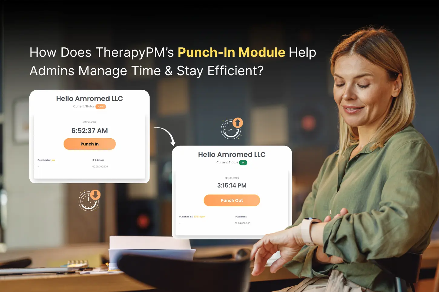 Illustrated image of TherapyPM's Punch-in Module