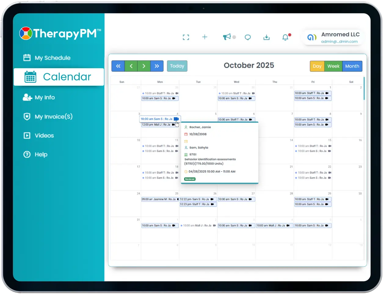 TherapyPM Practice Management software Client portal panel Image
